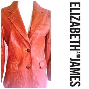 Elizabeth and James Red Distressed LeatherBlazer